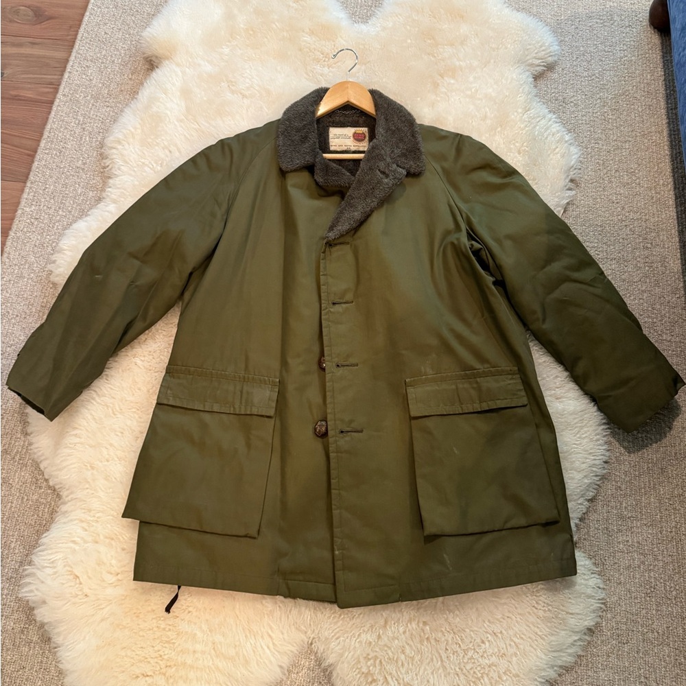 Zero King men’s true vintage olive wool lined coat 44